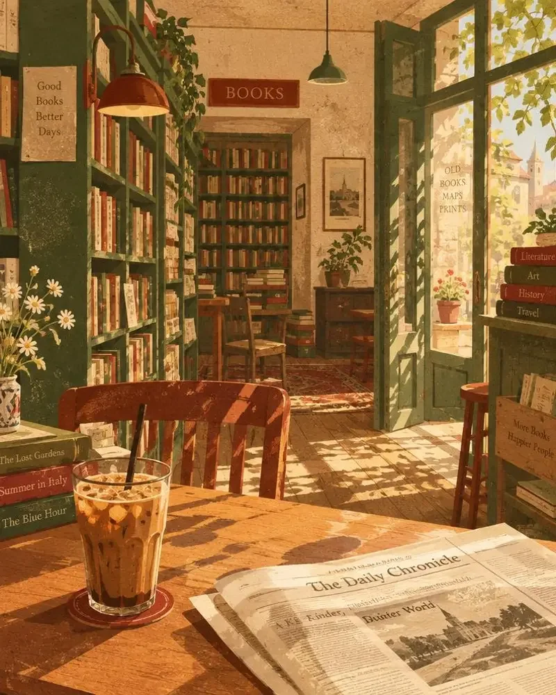 芒果短剧极速版《旧书店的夏天》封面插画